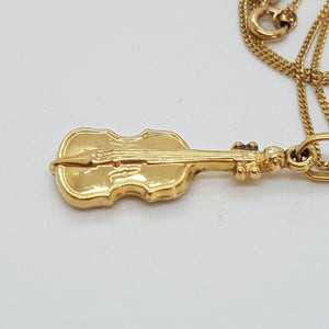 Vintage pct Gold Fiddle Pendant and Chain