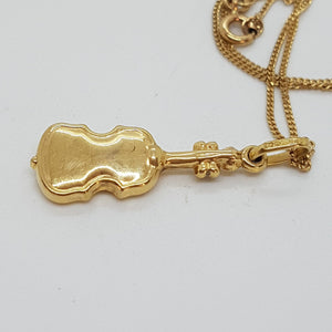 Vintage pct Gold Fiddle Pendant and Chain