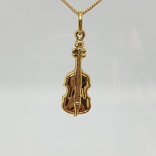 Load image into Gallery viewer, Vintage pct Gold Fiddle Pendant and Chain
