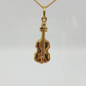 Vintage pct Gold Fiddle Pendant and Chain