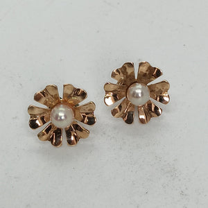 9ct Floral Cultured Pearl Earrings