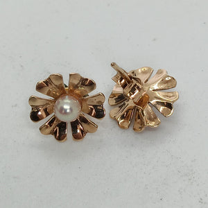 9ct Floral Cultured Pearl Earrings