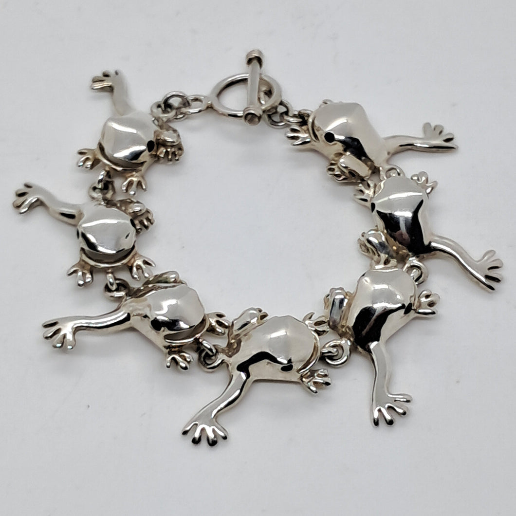 Sterling Silver Leaping Frog Bracelet