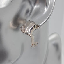 Load image into Gallery viewer, Sterling Silver Leaping Frog Earrings
