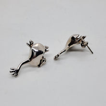 Load image into Gallery viewer, Sterling Silver Leaping Frog Earrings
