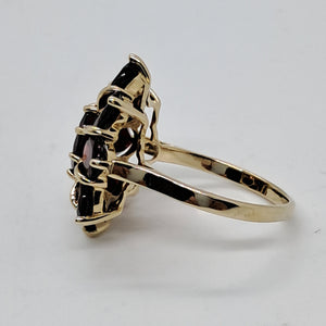9ct Gold Garnet Daisy Ring