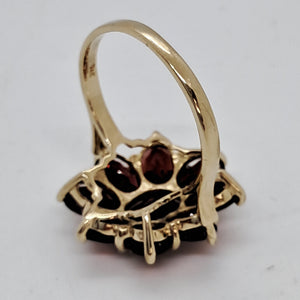 9ct Gold Garnet Daisy Ring
