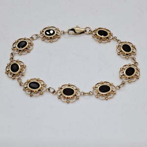 Vintage 9ct Gold Garnet Filigree Bracelet