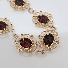 Load image into Gallery viewer, Vintage 9ct Gold Garnet Filigree Bracelet
