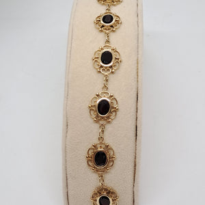 Vintage 9ct Gold Garnet Filigree Bracelet