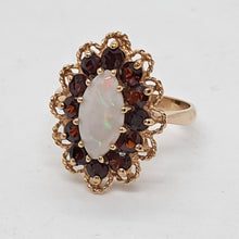 Load image into Gallery viewer, Vintage 9ct Gold Opal and Garnet Dress Ring
