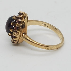 Vintage 9ct Gold Garnet Cluster Ring