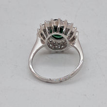 Load image into Gallery viewer, Sterling Silver Green and White CZ Dress Ring
