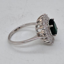 Load image into Gallery viewer, Sterling Silver Green and White CZ Dress Ring
