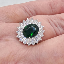 Load image into Gallery viewer, Sterling Silver Green and White CZ Dress Ring
