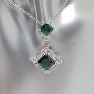 Sterling Silver Green and White CZ Pendant