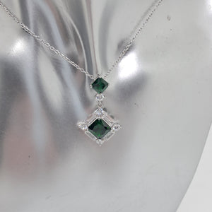 Sterling Silver Green and White CZ Pendant