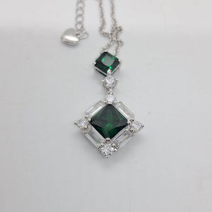 Sterling Silver Green and White CZ Pendant