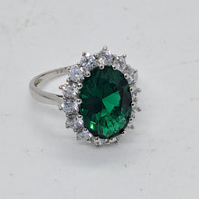 Load image into Gallery viewer, Sterling Silver Green and White CZ Dress Ring
