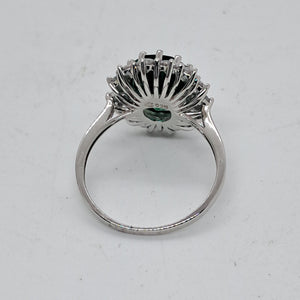 Sterling Silver Green and White CZ Dress Ring