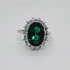 Sterling Silver Green and White CZ Dress Ring