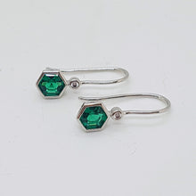 Load image into Gallery viewer, Sterling Silver Emerald and white CZ Drop Earrings
