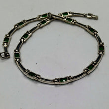 Load image into Gallery viewer, Sterling Silver Marcasite Green Crystal Necklace
