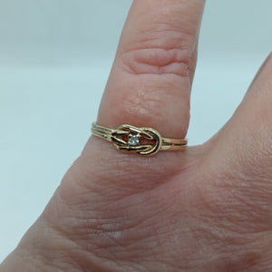 Vintage 9ct Gold Knot Diamond Ring