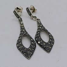 Load image into Gallery viewer, Sterling Silver Marcasite Drop Earrings
