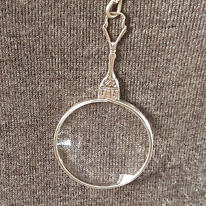 Antique Sterling Silver Magnifying Glass Pendant with Longuard Chain.