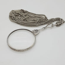 Load image into Gallery viewer, Antique Sterling Silver Magnifying Glass Pendant with Longuard Chain.
