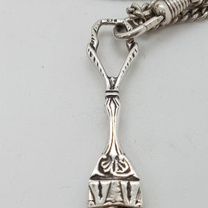 Antique Sterling Silver Magnifying Glass Pendant with Longuard Chain.
