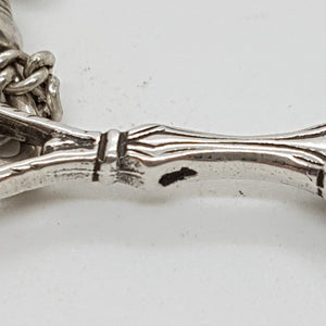 Antique Sterling Silver Magnifying Glass Pendant with Longuard Chain.