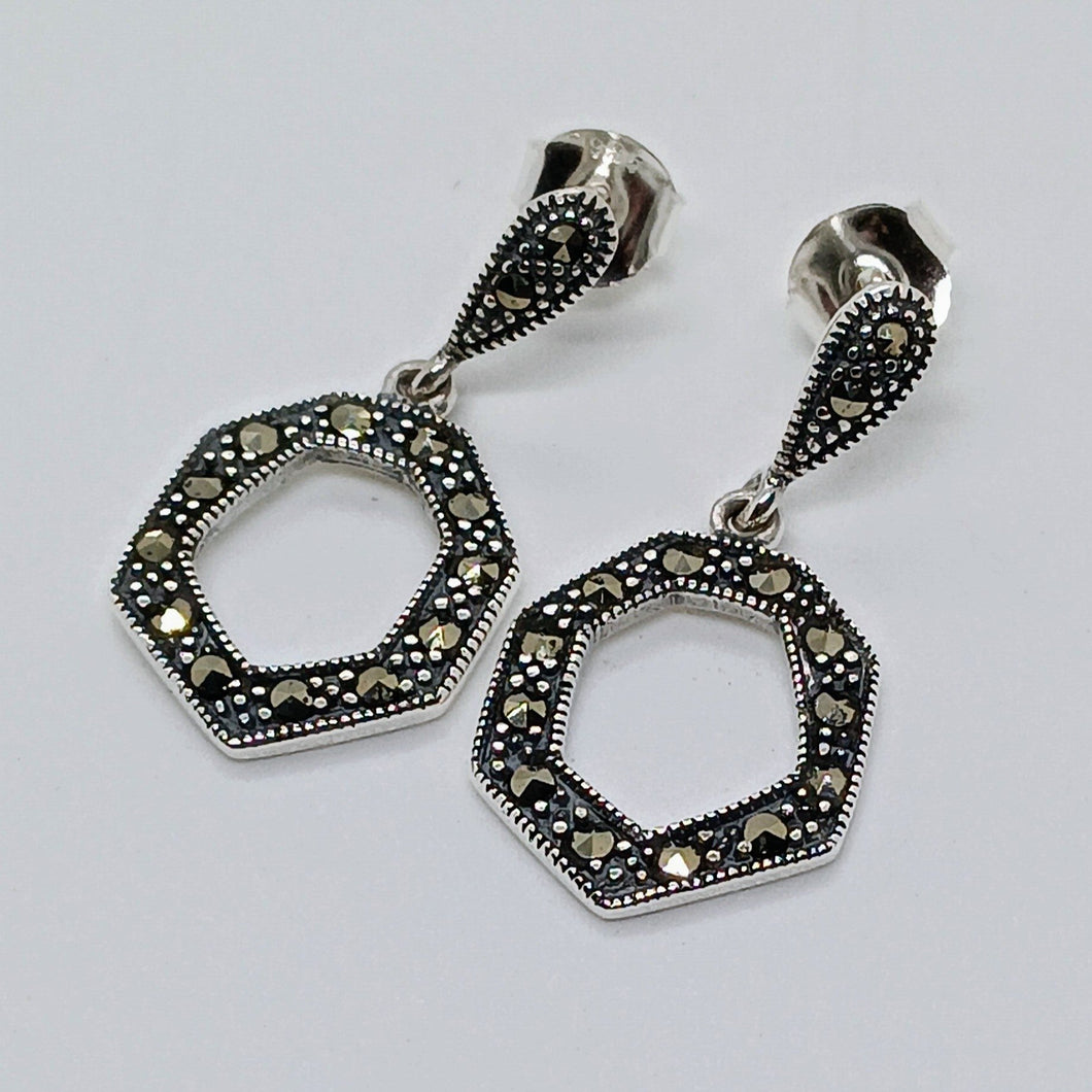 Sterling Silver Marcasite Drop Earrings