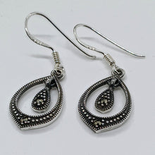 Load image into Gallery viewer, Sterling Silver Marcasite Drop Earrings
