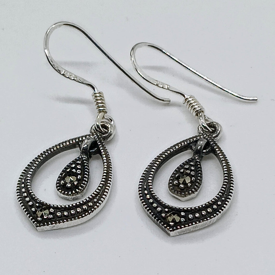 Sterling Silver Marcasite Drop Earrings