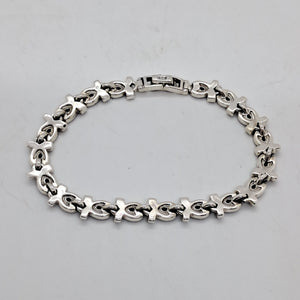 Sterling Silver Fancy Link Marcasite Bracelet.