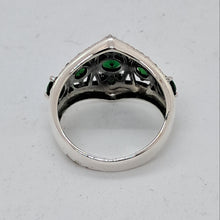 Load image into Gallery viewer, Sterling Silver Marcasite and Green Crystal Ring
