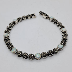 Sterling Silver Marcasite Opal Bracelet