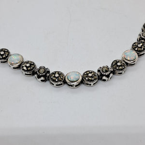 Sterling Silver Marcasite Opal Bracelet