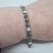 Load image into Gallery viewer, Sterling Silver Marcasite Opal Bracelet
