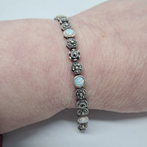 Sterling Silver Marcasite Opal Bracelet