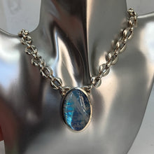 Load image into Gallery viewer, Vintage Sterling Silver Rainbow Moonstone Pendant
