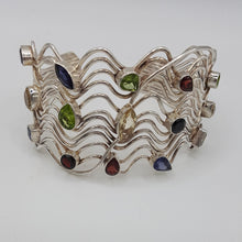 Load image into Gallery viewer, Sterling Silver Multi Gemstone Cuff Bracelet
