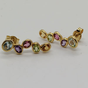 18ct Gold Multi Stone Stud Earrings