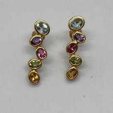 Load image into Gallery viewer, 18ct Gold Multi Stone Stud Earrings
