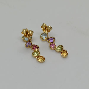 18ct Gold Multi Stone Stud Earrings