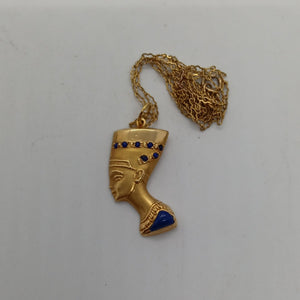 Vintage 18ct Gold Lapis Lazuli Nefertiti Pendant