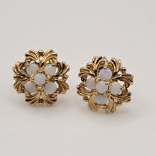 Load image into Gallery viewer, 9ct Gold Opal Floral Stud Earrings
