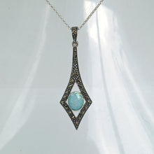 Load image into Gallery viewer, Sterling Silver Opal Marcasite Pendant
